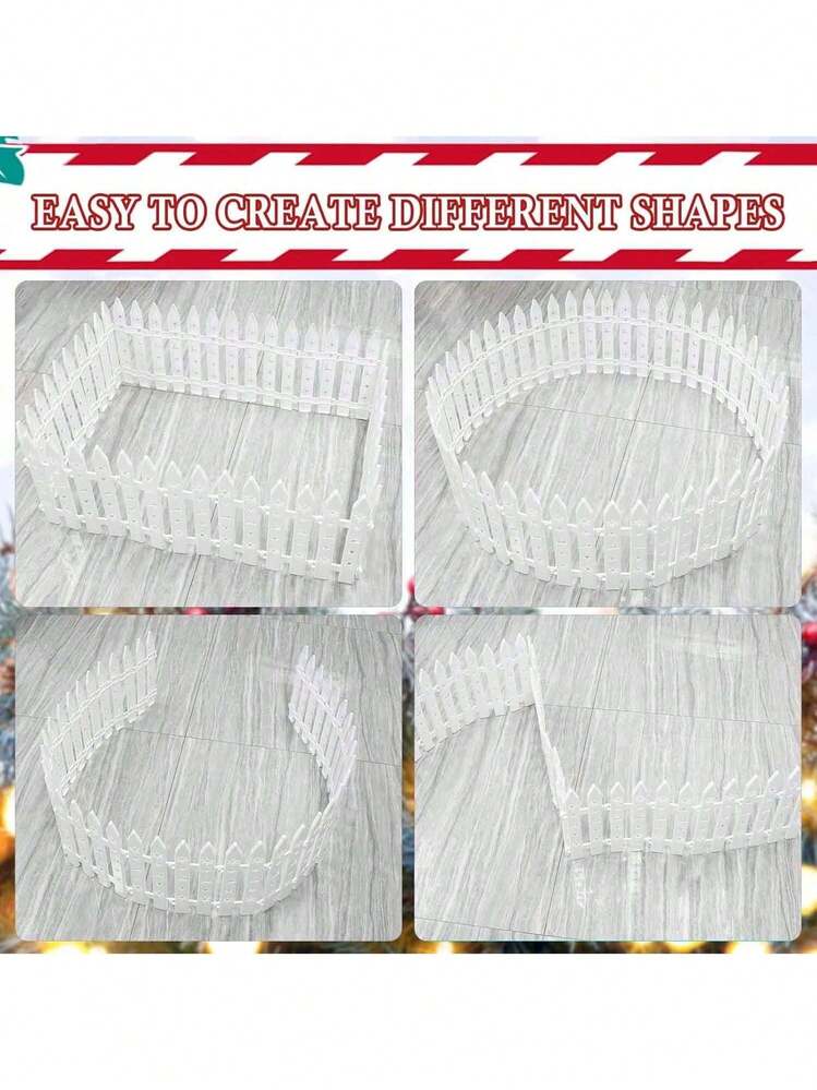 8/16 件白色圣诞树栅栏，圣诞树驼鹿雪花迷你栅栏装饰，适用于圣诞派对室内外花园家居装饰 - 彩色 - 查看 7