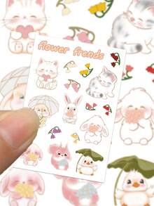 8pcs Graffiti Animal Floral Stickers One Time Use Self Adhesive Cute Art Design Pattern Suitable For Scrapbooking Fridge Organiser Table Bookshelf Luggage Guitar Decoration Decals Not Repeat Perfect For Party Supplies