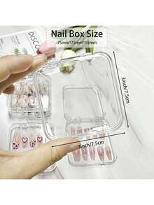 Bộ 12 hộp đựng móng tay trong suốt, loại hộp đựng móng tay, giá trưng bày móng tay bằng acrylic có thể xếp chồng lên nhau kèm 60 miếng băng dính hai mặt, hoàn hảo để dán móng tay và lưu trữ tại tiệm, tuyệt vời cho thợ làm móng, người yêu thích tự làm và nhà tạo mẫu tóc cô dâu, làm quà tặng ngày lễ tình nhân và Giáng sinh - Trong sáng - Xem 12