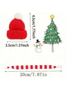 20Pcs Mini Christmas Hat And Scarf Set Decorated In Red And Green - Perfect For DIY Handicrafts Tree Ornaments And Snowman Decorations Santa Claus Small Christmas Wine Bottle Cap Dollhouse Christmas Party Decoration Home Decor Christmas Decorations Room Decor Winter