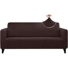 AMOROSA Juego De 3 Fundas Elásticas Para Sofá (1 Plaza, 2 Plazas, 3 Plazas) Cubre Sillones Para Sala Cobertura Completa Antideslizante Lavable Cómoda Y Ajustable Para Salas Para Casa - Café integral - Ver 3