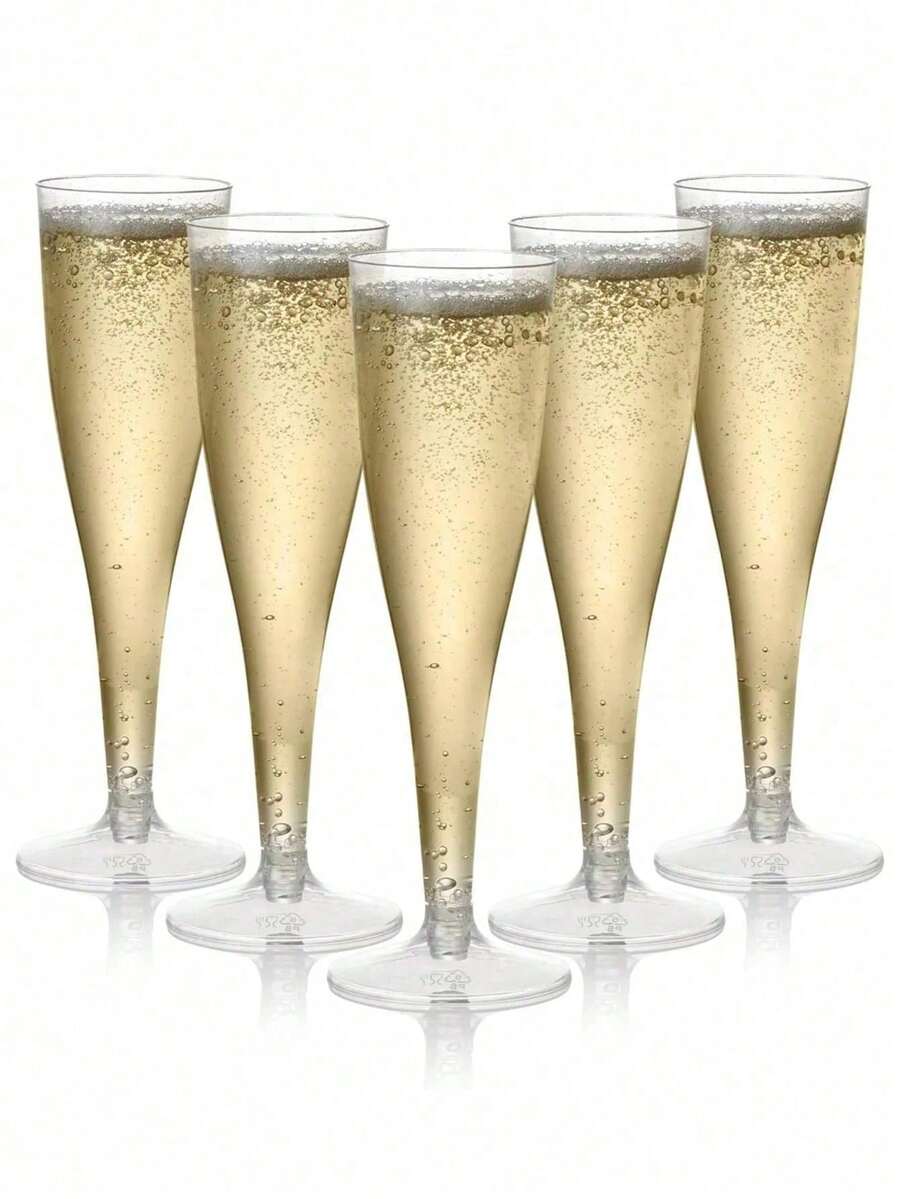 50pcs Champagne Flutes Sparkling Glasses For Picnics Weddings Parties Event Supplies And Outdoor Celebrations Elegant & Easy Clean Up - 透明 - 查看 1