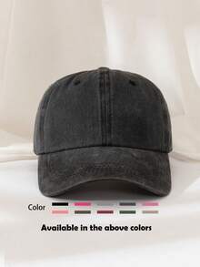 1 件男女通用纯色户外休闲时尚可调节复古水洗棒球帽，太阳帽适合日常外出、徒步旅行、度假