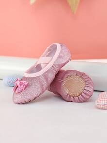 Kinder Prinzessin Ballettschuhe, Mädchen Innen Weichsohlige Tanzschuhe, Rosa Tanzschuhe Übungsschuhe, Funkelnde Ballettschuhe, Flache Hausschuhe, Bequem und langanhaltend, Rutschfest