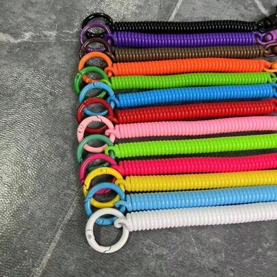 1 Pc  Spring Key Chain, Mobile Phone Anti-Lost Rope, Plastic Spring Rope, Telescopic Spring Lanyard, Keychain Lanyard