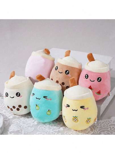 1pc Cute Plush Fruit Bubble Tea Cup Doll - Adorable Plush Doll, Bag Charm, And Wallet Decor