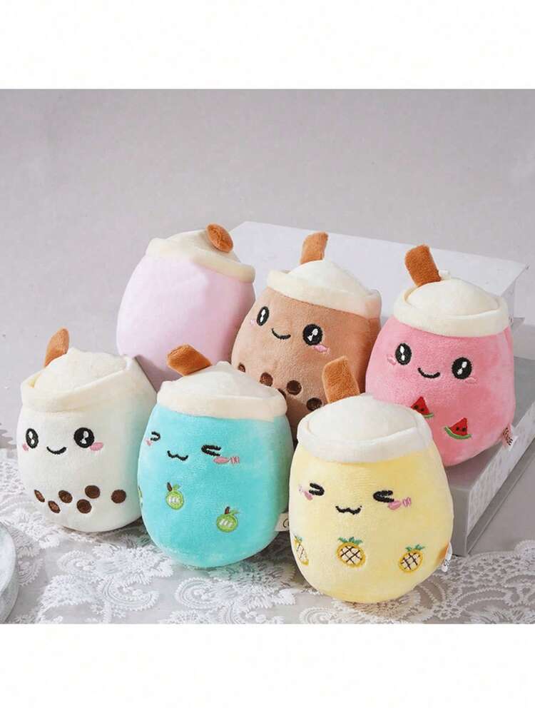 1pc Cute Plush Fruit Bubble Tea Cup Doll - Adorable Plush Doll, Bag Charm, And Wallet Decor - Multicolor - View 2