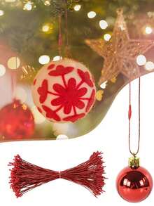 100/200Pcs Christmas Ornament Hangers String,Christmas Tree Hanging Ornament String Hooks Ribbon Ornament String With Snap Fastener Rope Hooks For Christmas Decorations Ornaments,Christmas