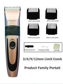 可充电电动理发器，适用于人类和宠物，可拆卸毛发和胡须剃须刀