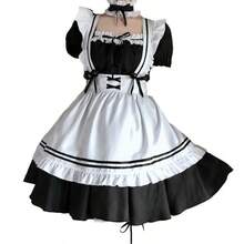 Anime French Maid Apron Lolita Masquerade Costume Gloves Socks Set - 黑色 - 查看 2