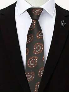 1pc Extra Large Paisley Pattern Handmade Unisex Necktie, Suitable For Casual, Street, Party, Wedding - Multicolor - View 14