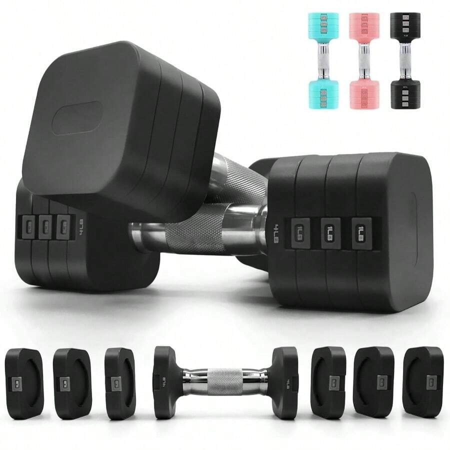 20LBS Adjustable Dumbbell Set, 4 In 1 Free Weights Dumbbells Set, 4lb 6lb 8lb 10lb, With Metal Non Handle Quick Change Home Gym Strength Training Equipment Men And Women - màu đen - Xem 1