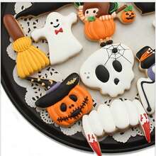 万圣节饼干模具套装 - 1 件不锈钢烘焙模具南瓜、幽灵、女巫帽、蝙蝠、猫饼干模具节日装饰派对用品 - 彩色 - 查看 6