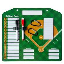 双面磁性棒球阵容板，带干擦夹 - 便携式替补席组织者，用于计分、球队排名和教练棒球计划 - 耐用的金属结构适合运动和户外活动，记分系统，时尚的设计，易于清洁的材质，适用于比赛策略和训练，耐用的塑料材质