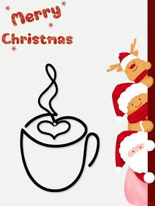 1PC Metal Coffee Cup Decor, Minimalist Line - Art Design, Adds Cozy Vibes. Perfect For Kitchen, Cafe, Office, Home Decor. Christmas Decorations Room Decor Christmas