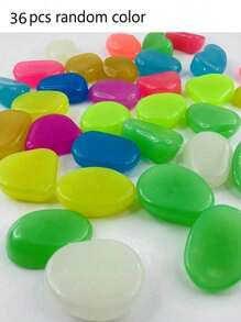 6/12pcs Glow-In-The-Dark Large-Size Pebbles (Random Color), For Garden Landscaping, Track Decoration, Fish Tank Starry Sky Decor, Romantic Glow Stones, Suitable For Home, Outdoor, Runway, Aquarium, Halloween, Christmas, Thanksgiving, Valentine's Day, Absorbs Sunlight Or Lamp Light To Glow At Night, No Electricity Required, DIY Romantic Scenes