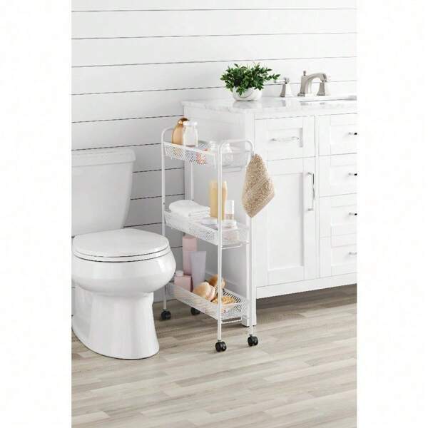 3-Layer Rolling Storage Cart With Wheels, Ultra-Thin Craft Nail Makeup Snack Art Baby Practical Cart, 2 Lockable Wheels, Suitable For Narrow Spaces In The Bathroom, Laundry Room, Kitchen, Bedside, Black