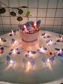 迷人的蝴蝶仙女灯 - 电池供电，变色灯串，适合室内外装饰，非常适合圣诞节、派对、婚礼和万圣节 - 开关控制，不含电池 - 多色 - 查看 3