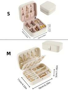 1pc Travel Jewelry Storage Box, Ring Earring Necklace Jewelry Box, PU Leather Multi-Function Jewelry Organizer, Jewelry Anti-Dust Anti-Oxidation Protective Box, Jewelry Counter Display Box, Great Gift For Her