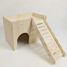 1 件木制加大兔子屋，2 合 1 兔子别墅和仓鼠藏身处玩具，适合豚鼠、刺猬 - 彩色 - 查看 5