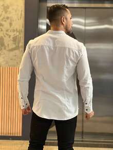 Men's Padre Collar Long Sleeve Shirt - Baby Blue - View 3