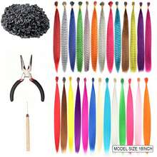 50/100 sợi tóc nối I-Tip tổng hợp nhiều màu sắc, tóc nối dài 16 inch kiểu cầu vồng, phù hợp cho phụ nữ và bé gái, có thể dùng cho Halloween, các ngày lễ hoặc tự làm đồ thủ công. - Nhiều màu - Xem 9
