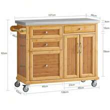 SoBuy FKW70-N, Kitchen Storage Trolley Kitchen Island Kitchen Cabinet Cupboard Sideboard With Stainless Steel Top - Brown - View 6