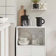 SoBuy FRG241-W, Microwave Shelf, Kitchen Wheeled Storage Trolley, Kitchen Storage Cabinet Cupboard Unit - 白色 - 查看 6