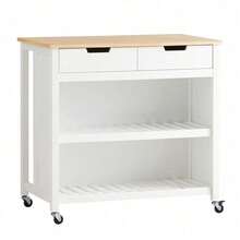 SoBuy Kitchen Island FKW74-WN - White+Khaki - View 2