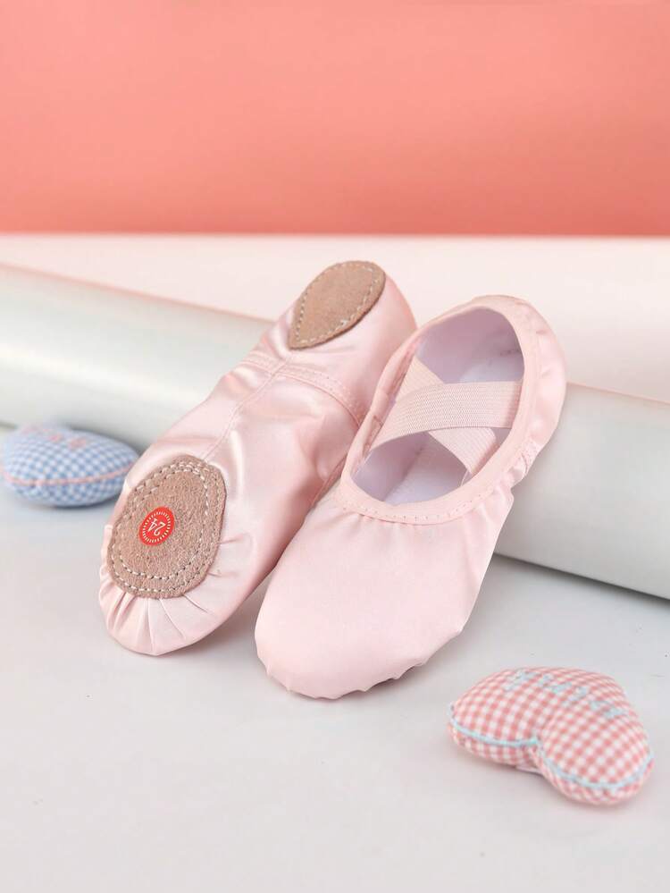 Children's Princess Ballet Shoes, Girls Indoor Soft-Soled Dance Shoes, Yoga Shoes, Practice Shoes, Flat Slippers, Satin Fabric - Pink - View 3