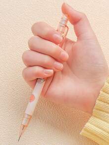 6pcs Peach Automatic Pencils, Cute Cartoon Peach Automatic Pencils With 0.5mm Lead, High-Quality Stationery Suitable For Office, School, Back To School Season