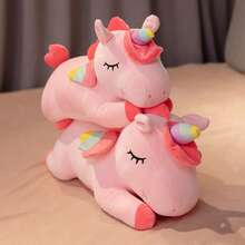 11.8英寸可爱柔软粉色独角兽毛绒娃娃，呈躺卧姿势，带有彩虹翅膀，圣诞装饰品，送给女孩的礼物，房间装饰，女孩玩具，儿童玩具 - 彩色 - 查看 6
