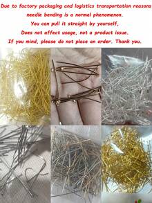200pcs Iron Alloy T-Shaped Needle Flat Head Pin Golden Length 16-50mm, For DIY Bracelet Necklace Earrings,Hairpin Accessories Handmade Jewelry Material - T-needle-golden - View 3