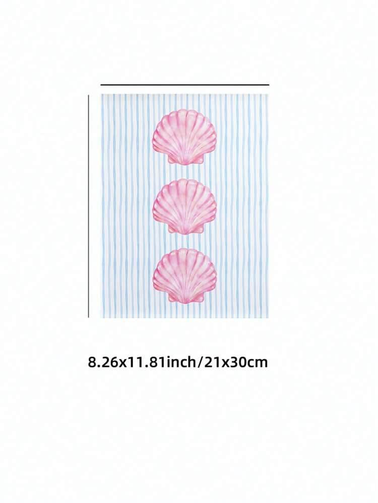 1 件无框海岸 Babycore 墙画腮红蓝贝壳和条纹数码印刷，梦幻海滩美学装饰，适用于宿舍、卧室、育儿室 | 沙滩中性色、卧室房间装饰、海滩极简主义、返校季、海边海报、海滩乔迁礼物 - 彩色 - 查看 11