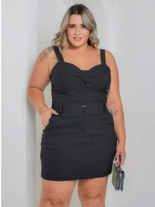 Women's Plus Size Short And Cropped Skirt Set - Black - View 3