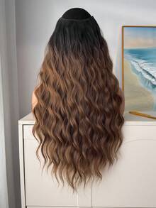 24-Inch V-Shaped Ombre Clip-In Hair Extensions, Water Wave, Heat-Resistant Synthetic Fiber, Suitable For Women, Girls, Parties And Daily Wear - Two-Tone - View 5