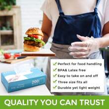 200Pcs Disposable Sushi Gloves, TPE Material, S/M/L Sizes, Clear, Food Safe, Kitchen Cooking Handling