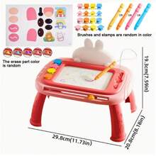 1pc Magnetic Drawing Board For Kids (Can Be Assembled As Small Table/Wall-Mounted/Stand Mode), Colorful Erasable Magnetic Drawing Pad Toy, Learning Sketch Board, Doodle Writing Board (Comes With 4 Geometric Stamps & 1 Pen), Great Gift For Easter/Halloween/Christmas/Birthday Party - Multicolor - View 15