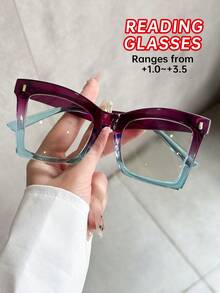 1pc/4pcs New Stylish Exaggeration Oversized Popular Design Women Reading Glasses 6 Diopter Options, +1.0 To +2.5Magnification, As Office, Reading, Gift For Parents, Holiday Gift, Daily Life - trong suốt - Xem 25