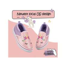 Kids Slip-On Canvas Sneakers – Lightweight Non-Slip Walking Tennis Shoes For Boys & Girls, Toddler/Little Kid/Big Kid Sizes - 粉紅色獨角獸 - 查看 2