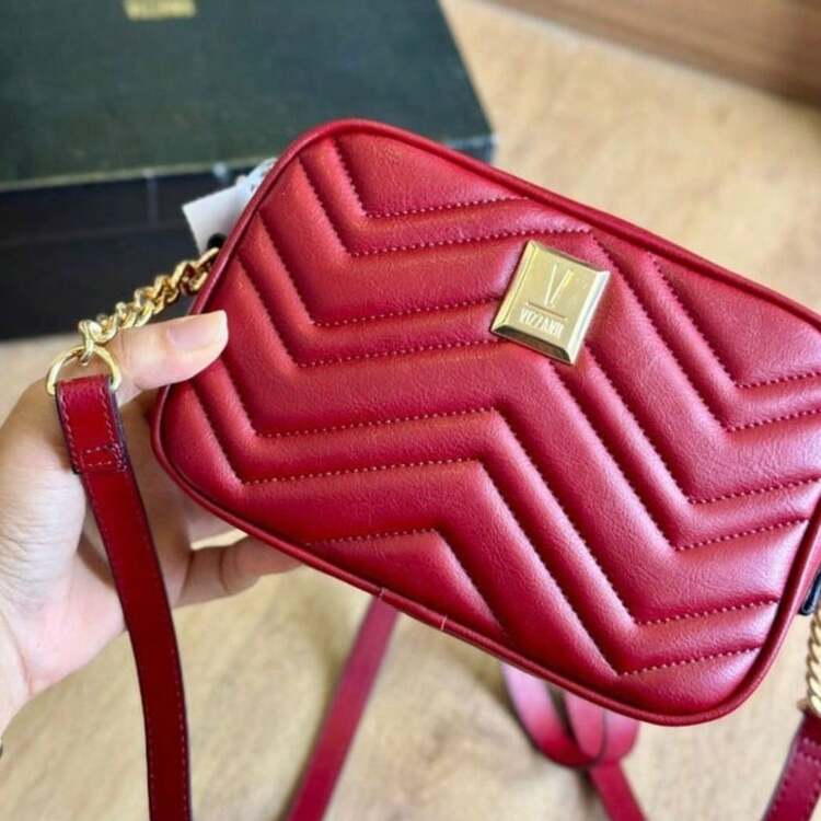 Vizzano Women's Crossbody Bag With Elegant Quilted Gold Chain - 紅色 - 查看 1