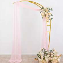1pc 27*236 Inch Coral Pink Sheer Backdrop Curtain, Suitable For Wedding Arch, Ceremony, Reception, Party, Event, Garden, Outdoor Decoration