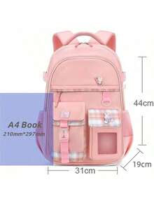 Girls' Cute Kawaii Backpack - Adorable School Bookbag For Kids Aged 6-15, Lightweight Children's Rucksack With Fun Design - Pink - View 2