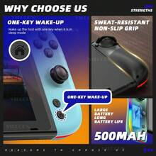 2025 Joy Pad Joycons RGB Wireless Gamepad For Switch/Lite/Oled Hall Joystick No Drift Remote Control 6 Axis Gyro Game Controller