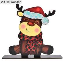 1 Piece Cute Christmas Elk Cow Christmas Tree Wooden Ornament 2D Flat Christmas Decoration Sign Plaque Christmas Desktop Centerpiece Decorations For Living Room Bedroom Office Bar And Dining Holiday Home Decor Ornaments Christmas Gifts - Multicolor - View 14