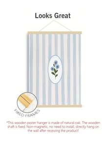1PC Navy Blue Striped Floral Canvas Wall Art - Vintage Botanical Print Poster, Unframed, Ideal For Bedroom, Living Room, Home Office Decor - Perfect Gift For Friends And Family, Room Decor