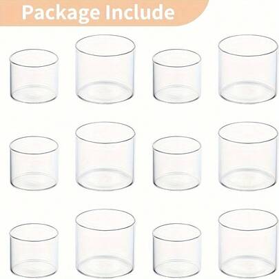 12 chân nến thủy tinh mini hình nến, chân nến nổi dùng để trang trí bàn tiệc cưới ngoài trời, tiệc ngày lễ, cao 4cm và 5cm