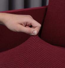 AMOROSA Juego De 3 Fundas Elásticas Para Sofá (1 Plaza, 2 Plazas, 3 Plazas) Cubre Sillones Para Sala Cobertura Completa Antideslizante Lavable Cómoda Y Ajustable Para Salas Para Casa - Burdeos - Ver 5