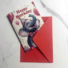 1pc/2pcs Funny Elephant Themed Greeting Cards, Suitable For Birthday, Thank You, Christmas And More Occasions, Perfect Gift For Animal Lovers, Birthday Or Holiday, Unique Cards For Family, Friends And Colleagues