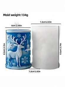 1pc Christmas Decoration Ornaments Silicone Molds For DIY Christmas Snowflakes, Reindeer, Santa Claus, Cylindrical Scented Candles Molds. Easy To Make, Easy To Clean, Easy To Demold. Suitable For Bathroom, Bedroom, Dining Table, Home Decoration Ornaments. Christmas Gift For Others. Gypsum Molds, Resin DIY Craft Molds.